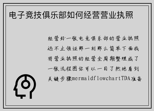 电子竞技俱乐部如何经营营业执照